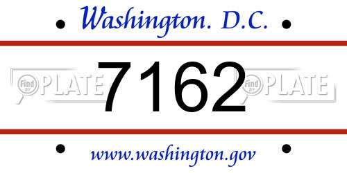 7162 District Of Columbia License Plate