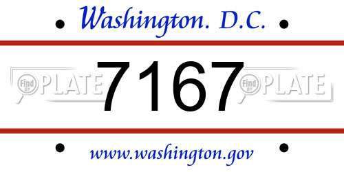7167 District Of Columbia License Plate