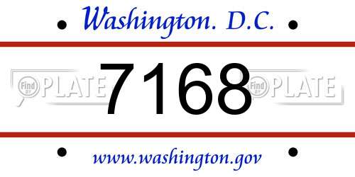 7168 District Of Columbia License Plate