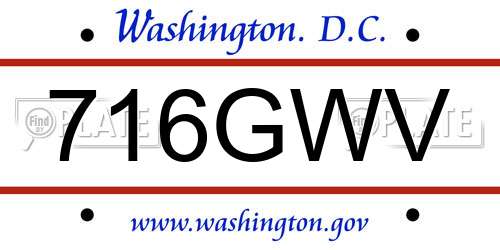 716GWV District Of Columbia License Plate