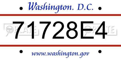 71728E4 District Of Columbia License Plate