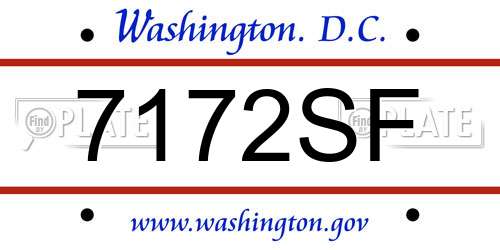 7172SF District Of Columbia License Plate