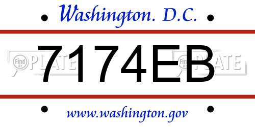 7174EB District Of Columbia License Plate