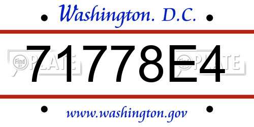 71778E4 District Of Columbia License Plate