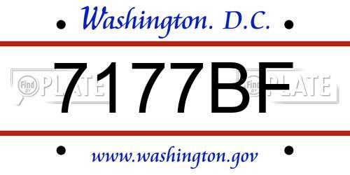 7177BF District Of Columbia License Plate