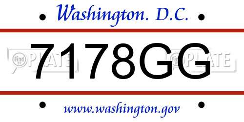 7178GG District Of Columbia License Plate