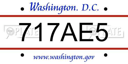 717AE5 District Of Columbia License Plate