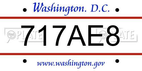 717AE8 District Of Columbia License Plate