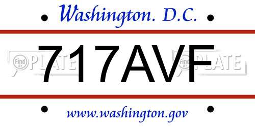 717AVF District Of Columbia License Plate