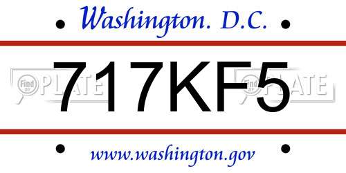 717KF5 District Of Columbia License Plate