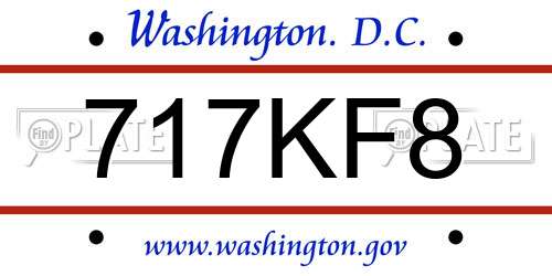 717KF8 District Of Columbia License Plate
