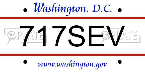 717SEV District Of Columbia License Plate