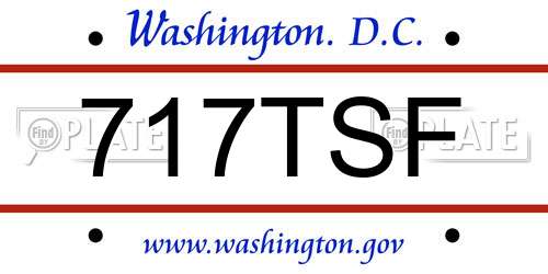 717TSF District Of Columbia License Plate