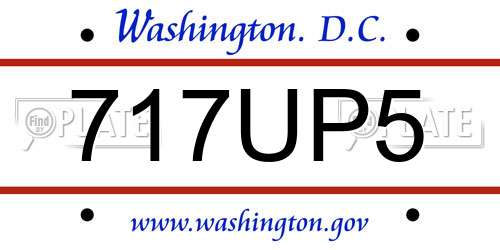 717UP5 District Of Columbia License Plate