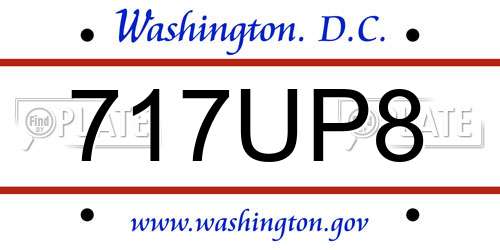 717UP8 District Of Columbia License Plate