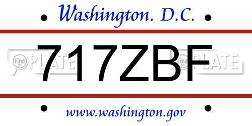 717ZBF District Of Columbia License Plate