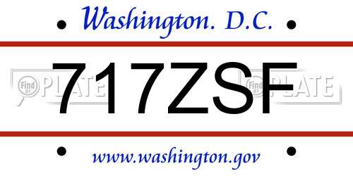 717ZSF District Of Columbia License Plate