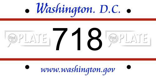 718 District Of Columbia License Plate