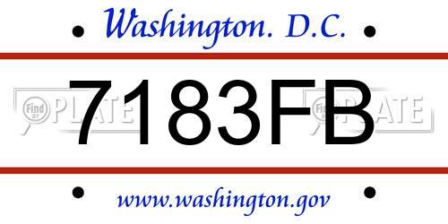 7183FB District Of Columbia License Plate