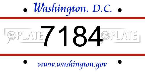 7184 District Of Columbia License Plate