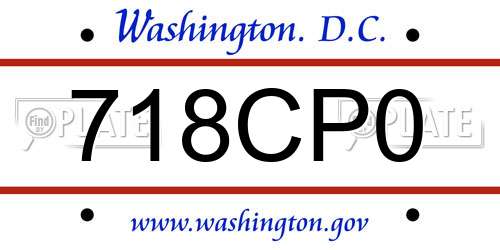 718CP0 District Of Columbia License Plate