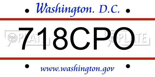 718CPO District Of Columbia License Plate