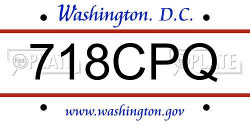 718CPQ District Of Columbia License Plate