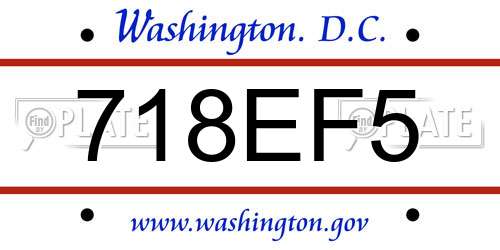 718EF5 District Of Columbia License Plate