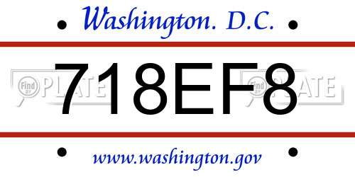 718EF8 District Of Columbia License Plate