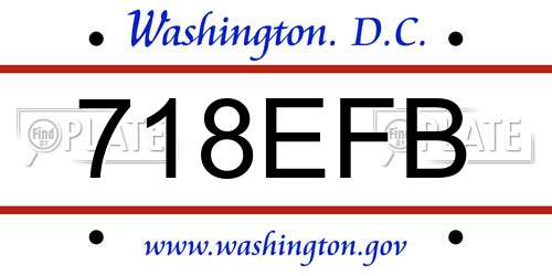 718EFB District Of Columbia License Plate