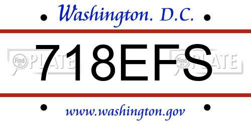718EFS District Of Columbia License Plate