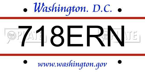 718ERN District Of Columbia License Plate
