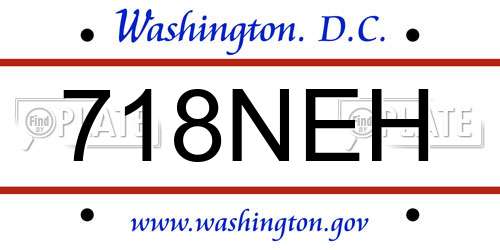 718NEH District Of Columbia License Plate