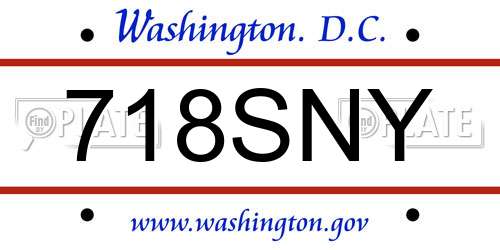 718SNY District Of Columbia License Plate