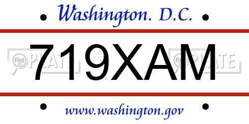 719XAM District Of Columbia License Plate