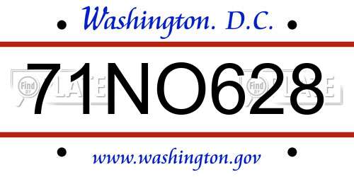71NO628 District Of Columbia License Plate