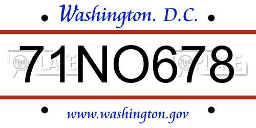 71NO678 District Of Columbia License Plate