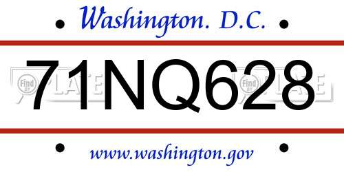 71NQ628 District Of Columbia License Plate
