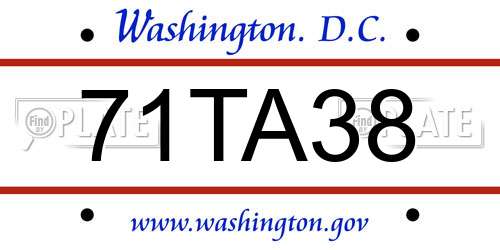 71TA38 District Of Columbia License Plate