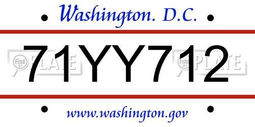 71YY712 District Of Columbia License Plate