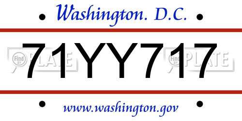 71YY717 District Of Columbia License Plate