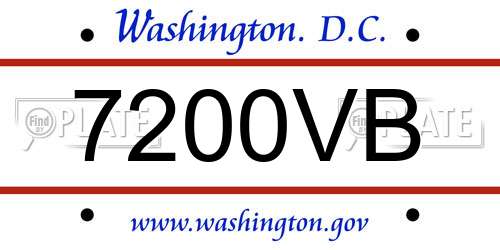 7200VB District Of Columbia License Plate