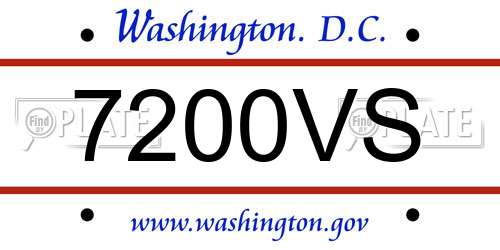 7200VS District Of Columbia License Plate