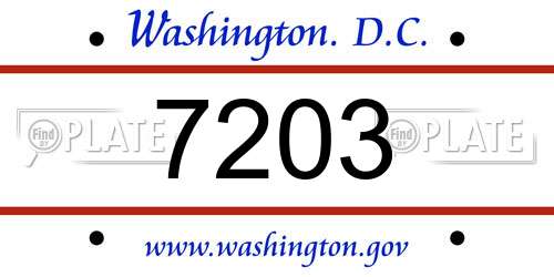 7203 District Of Columbia License Plate