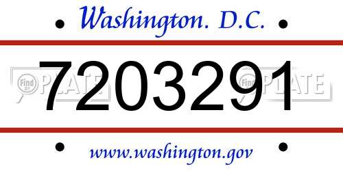 7203291 District Of Columbia License Plate
