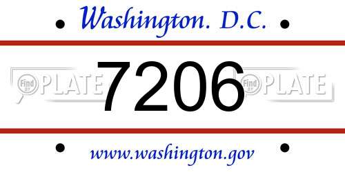 7206 District Of Columbia License Plate