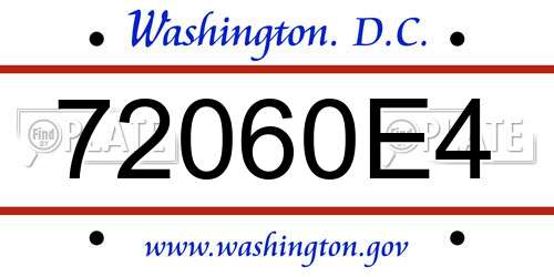 72060E4 District Of Columbia License Plate