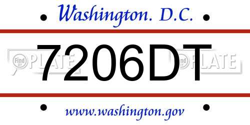 7206DT District Of Columbia License Plate