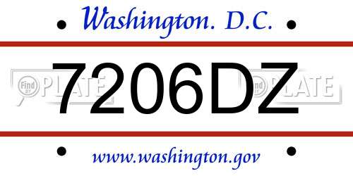 7206DZ District Of Columbia License Plate