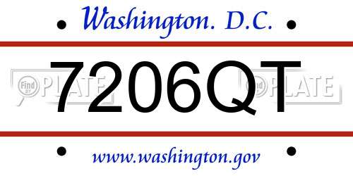 7206QT District Of Columbia License Plate